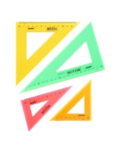 Набор треугольников 4 шт катет 9 12 14 20 см непрозрачные цветные Calligrata