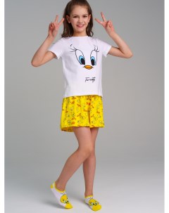 Комплект трикотажный для девочек фуфайка футболка шорты Playtoday tween