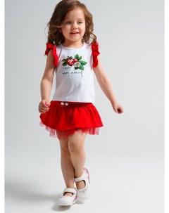 Комплект детский трикотажный для девочек фуфайка футболка юбка шорты Playtoday newborn-baby