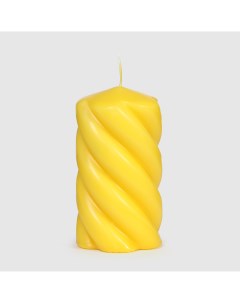 Свеча столбик витой желтый 8х15 см Home interiors