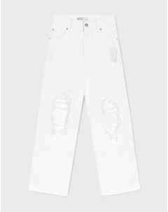 Белые джинсы Straight с дырами Gloria jeans