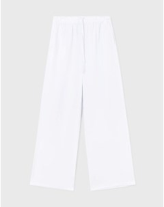 Белые льняные брюки Wide leg с эластичным поясом Gloria jeans