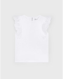 Белая футболка с рукавами крылышками для девочки Gloria jeans