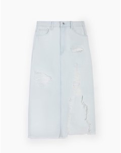 Джинсовая юбка миди с разрезом и бахромой Gloria jeans