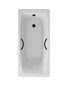Чугунная ванна Repos 170x70 DLR220508RB с черными матовыми ручками без антискользящего покрытия Delice