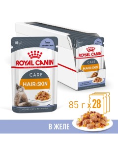Корм для кошек Hair Skin для здоровья кожи и шерсти желе пауч 85г Royal canin