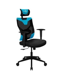 Кресло игровое Guardian на колесиках эко кожа сетка черный голубой Aerocool