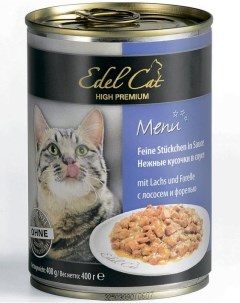 Консервы для кошек кусочки в соусе Лосось и форель 400 г Edel cat