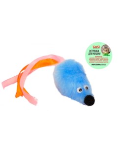 Игрушка Мышь с мятой и хвостом из лент для кошек Голубой Gosi