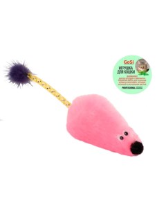Игрушка Мышь с мятой с хвостом трубочка с норкой для кошек Розовый Gosi