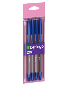 Ручка шариковая Tribase синяя 4 шт Berlingo