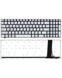 Клавиатура для ноутбука Asus N550 серебристая с подсветкой Nobrand