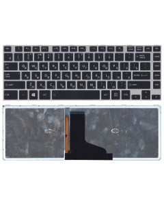 Клавиатура для ноутбука Toshiba M40T черная с серой рамкой и подсветкой Nobrand