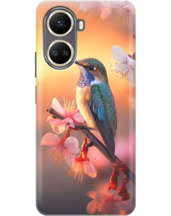 Силиконовый чехол на Huawei nova 10 SE с рисунком Птичка и закат Gosso cases