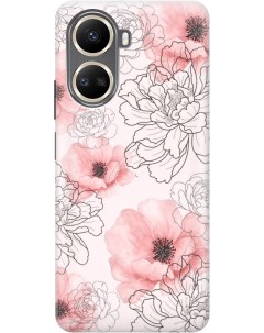 Силиконовый чехол на Huawei nova 10 SE с рисунком Нежно розовые цветы прозрачный Gosso cases