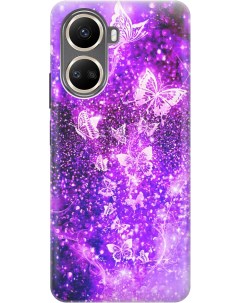 Силиконовый чехол на Huawei nova 10 SE с рисунком Фиолетовые бабочки Gosso cases