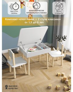 Комплект детский стол пенал и 2 стула классические Mebel gromov