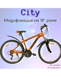 Велосипед City 26 2019 18 оранжевый чёрный серый Pioneer