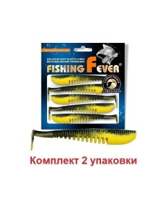 Мягкая силиконовая приманка риппер FishingFever COMB 061 желто черный 10 Aqua