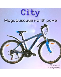 Велосипед City 26 2022 18 gray blue black Pioneer