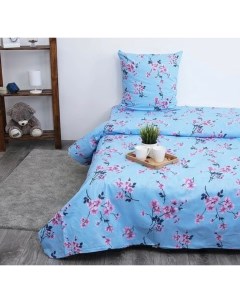 Комплект постельного белья Сакура голубая бязь 1 5 спальный наволочки 70х70 Nobrand