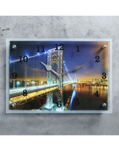Часы настенные серия Город Ночной мост 25х35 см микс Сюжет