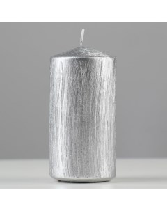 Свеча цилиндр Винтаж 5х10 см серебро Nobrand