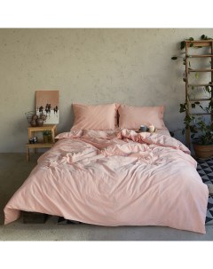 Комплект постельного белья Home Textile евро жатка розовый Этель