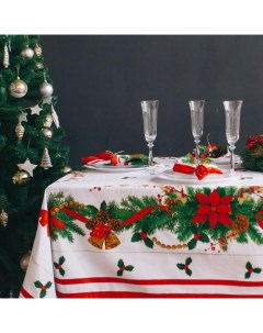 Набор столовый Рождественский бал скатерть 180 150 см салфетки 40 40 см 8 шт хло Этель