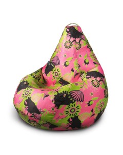 Кресло мешок груша XXL Миди мебельный хлопок Цветы розовые Nobrand