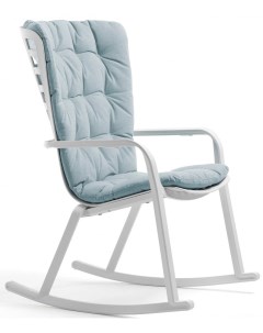 Кресло качалка пластиковое с подушкой Folio Белый Голубой Reehouse
