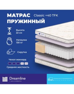 Матрас Classic 40 TFK независимые пружины 90x210 см Dreamline