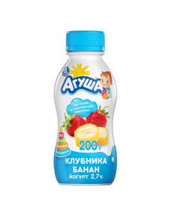 Йогурт питьевой детский клубника банан с 8 месяцев 2 7 180 г Агуша