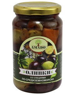 Оливки со специями по средиземноморски с косточкой 350 г Amado