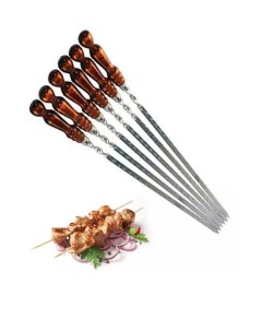 Набор шампуров с деревянными ручками 500х12х3 мм 6 штук Хан-казан