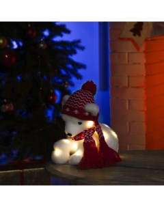 Новогодний светильник Медвежонок со снежным комом 4843994 белый теплый Luazon lighting