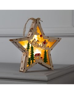 Новогодний светильник Звезда с новогодним пейзажем 6117323 белый теплый Luazon lighting