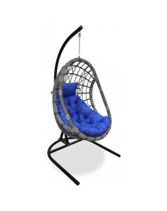 Кресло подвесное Ривьера черное подушка синяя Garden story
