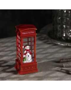 Новогодний светильник Снеговик в телефонной будке 5104339 белый теплый Luazon lighting