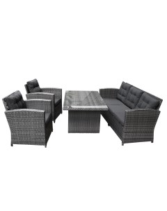 Комплект мебели 971000994 диван с подушками 2 кресла и стол техноротанг серый Orlando