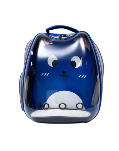 Рюкзак для переноски животных Котик прозрачный 34х25х40 см синий Пижон