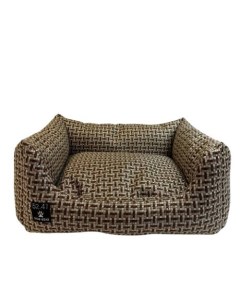 Лежанка для собак со съемной подушкой коричневая из рогожки 40х50х22 см Sploot