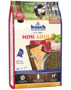 Сухой корм для собак Mini Adult для мелких пород ягненок и рис 3кг Bosch