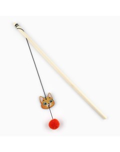Игрушка дразнилка для кошек Мордочка полиэстер красная 44 см Пушистое счастье