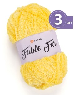 Пряжа для вязания Fable Fur Фейбл Фур 3 мотка цвет 984 желтый меховая Yarnart