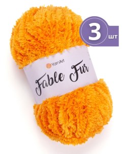 Пряжа для вязания Fable Fur Фейбл Фур 3 мотка цвет 985 желток меховая Yarnart