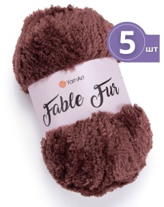 Пряжа для вязания Fable Fur Фейбл Фур 5 мотков цвет 986 коричневый меховая Yarnart