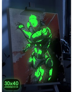 Картина по номерам со светящейся краской игра Metal Gear Rising 1022 В 30x40 Бруталити