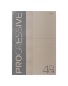 Тетрадь A4 48 листов в клетку PROGRESSIVE пластиковая обложка блок 65 г м2 серая Hatber