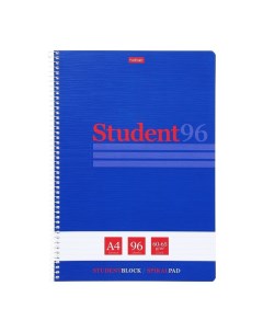 Тетрадь A4 96 листов в линейку на гребне Студенту синяя обложка мелованный картон мат Hatber